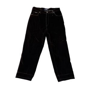 Mens Brown Velvet Relaxed Baggy Jeans Y2K 36x30 Rare Knockout Signature HipHop